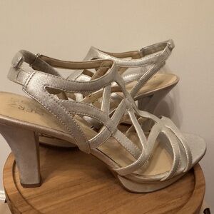Naturalizer Silver Strappy Heels